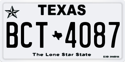TX license plate BCT4087