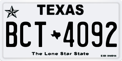 TX license plate BCT4092