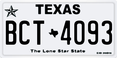 TX license plate BCT4093