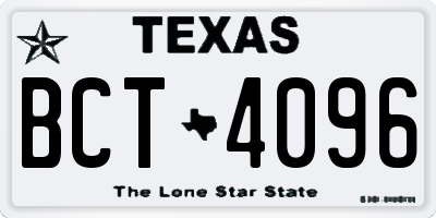 TX license plate BCT4096