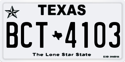 TX license plate BCT4103