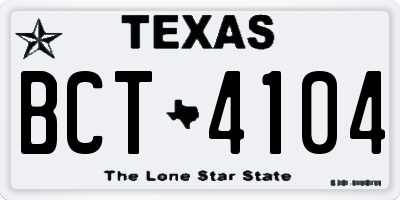 TX license plate BCT4104