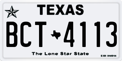 TX license plate BCT4113
