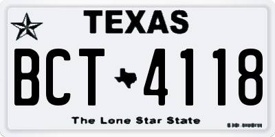 TX license plate BCT4118