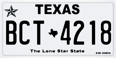 TX license plate BCT4218