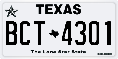 TX license plate BCT4301