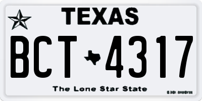 TX license plate BCT4317