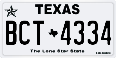 TX license plate BCT4334