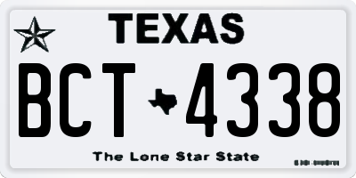 TX license plate BCT4338