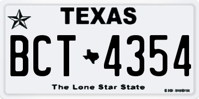 TX license plate BCT4354