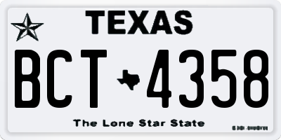 TX license plate BCT4358