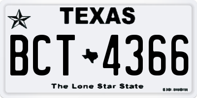 TX license plate BCT4366