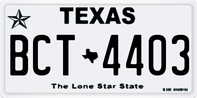 TX license plate BCT4403