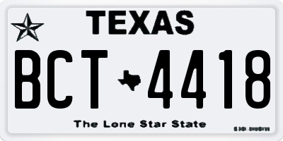 TX license plate BCT4418