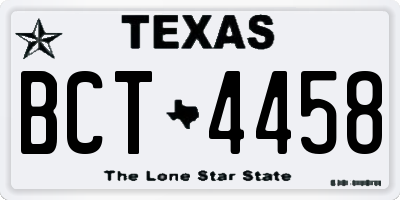 TX license plate BCT4458