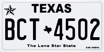 TX license plate BCT4502