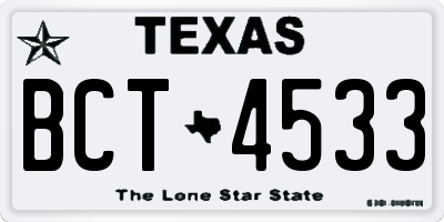 TX license plate BCT4533