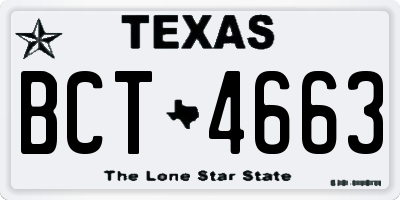 TX license plate BCT4663