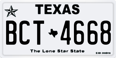 TX license plate BCT4668
