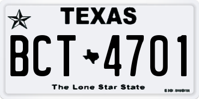TX license plate BCT4701