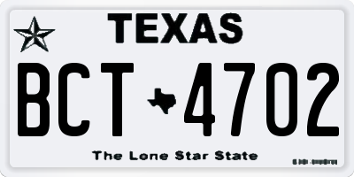 TX license plate BCT4702