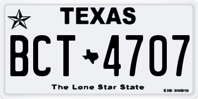 TX license plate BCT4707