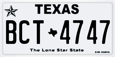 TX license plate BCT4747