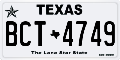 TX license plate BCT4749