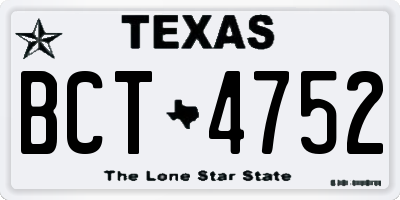 TX license plate BCT4752