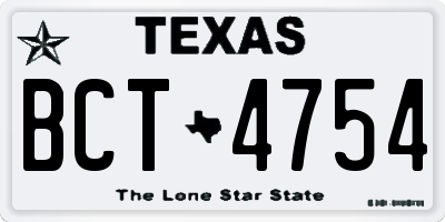 TX license plate BCT4754