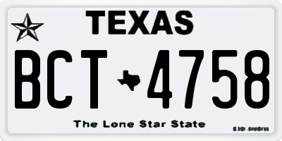 TX license plate BCT4758