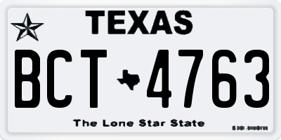 TX license plate BCT4763