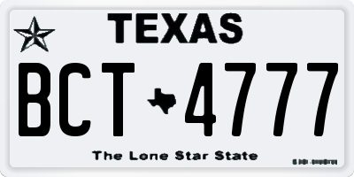 TX license plate BCT4777