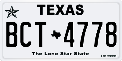 TX license plate BCT4778