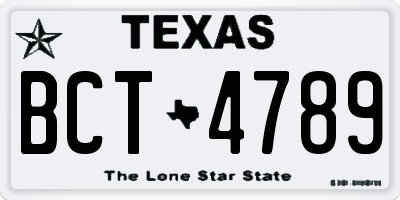 TX license plate BCT4789