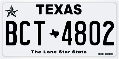 TX license plate BCT4802
