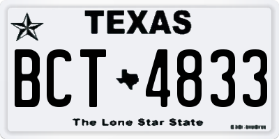 TX license plate BCT4833