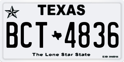 TX license plate BCT4836
