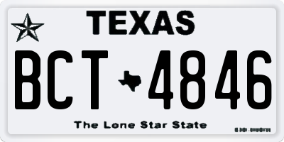TX license plate BCT4846