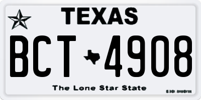 TX license plate BCT4908