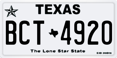 TX license plate BCT4920
