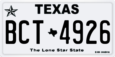 TX license plate BCT4926