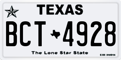 TX license plate BCT4928