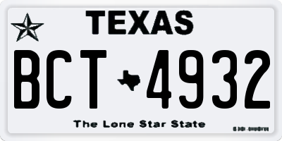 TX license plate BCT4932