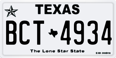 TX license plate BCT4934