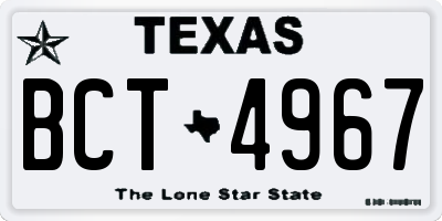 TX license plate BCT4967