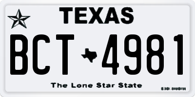 TX license plate BCT4981
