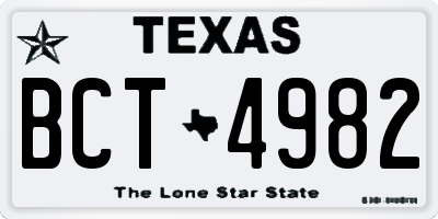 TX license plate BCT4982
