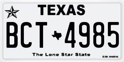 TX license plate BCT4985