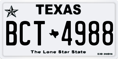 TX license plate BCT4988